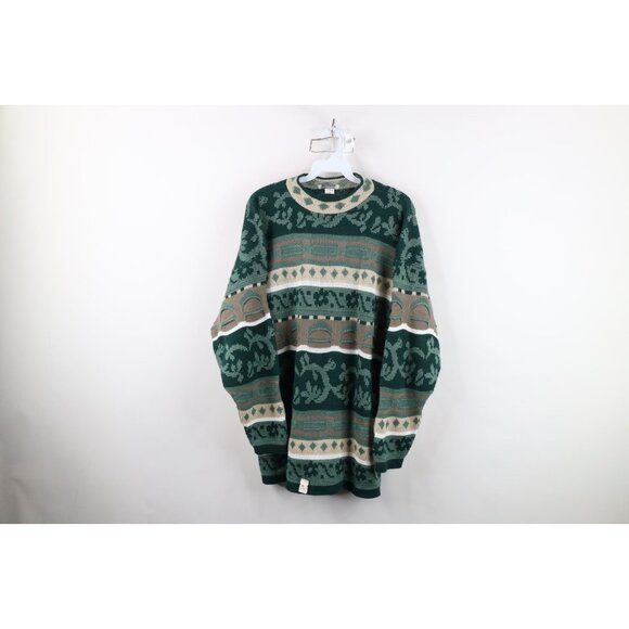 Deadstock Vtg 90s Streetwear Womens Medium Fair Isle Knit Crewneck Sweater USA - Picture 1 of 11